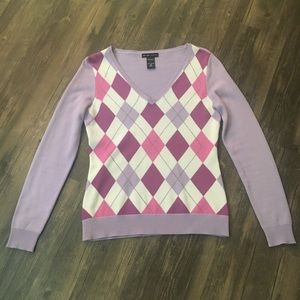 New York & Co Argyle V-Neck Sweater